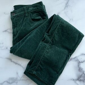 LOFT Modern Velvet Dark Green Mid Rise Pants Size 27